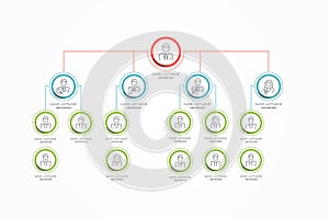 Circle Organization Chart Infographics. Line people Icon. Business Structure. Vector Illustration. photo