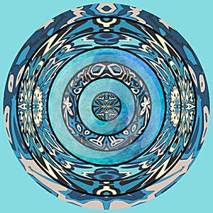 Circle Ornament Teal And Blue