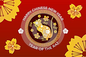 Circle ornamental illustration chinese new year rat 2020