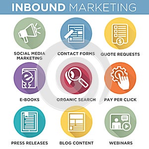 Circle Outline Inbound Marketing Vector Icons
