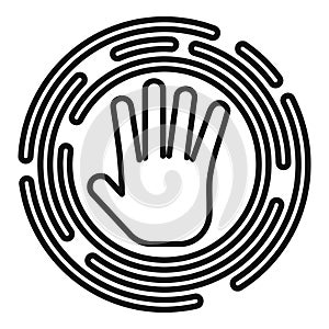 Circle palm scanning icon outline vector. Id security