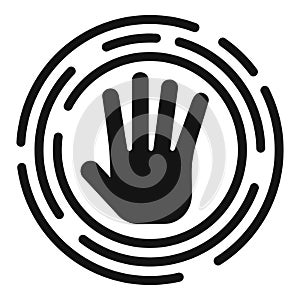 Circle palm scanning icon simple vector. Id security