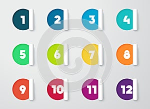 Circle Paper Cut Out Notes With Numbers For Calendar 1 to 12