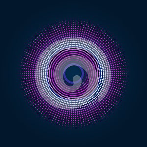 Circle particle tech dynamic wave red light halo abstract vector background