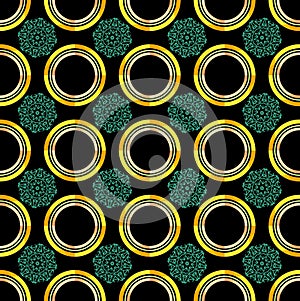 Circle pattern with ornament and black background