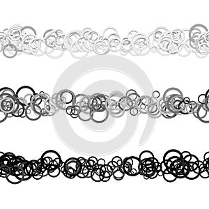Circle pattern text divider line design set from grey rings - repeatable vector graphic design elements