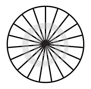 Circle pie chart, pie diagram icon from 2 to 20 sections. Simple, basic infochart, infographic template. Segmented circles,