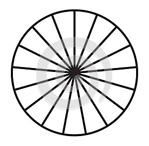 Circle pie chart, pie diagram icon from 2 to 20 sections. Simple, basic infochart, infographic template. Segmented circles,