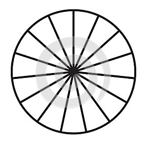 Circle pie chart, pie diagram icon from 2 to 20 sections. Simple, basic infochart, infographic template. Segmented circles,