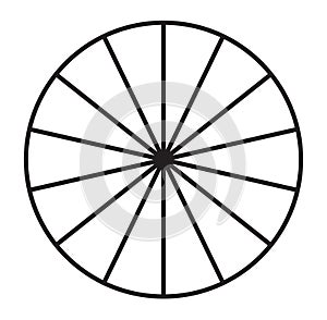 Circle pie chart, pie diagram icon from 2 to 20 sections. Simple, basic infochart, infographic template. Segmented circles,