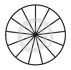 Circle pie chart, pie diagram icon from 2 to 20 sections. Simple, basic infochart, infographic template. Segmented circles,