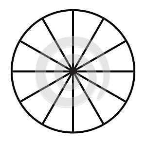 Circle pie chart, pie diagram icon from 2 to 20 sections. Simple, basic infochart, infographic template. Segmented circles,