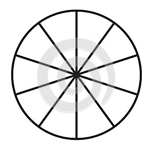 Circle pie chart, pie diagram icon from 2 to 20 sections. Simple, basic infochart, infographic template. Segmented circles,