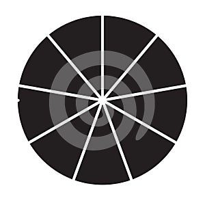 Circle pie chart, pie diagram icon from 2 to 20 sections. Simple, basic infochart, infographic template. Segmented circles,