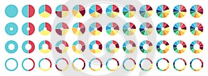 Circle pie chart. 2,3,4,5,6,7,8,9,10,11,12 sections or steps. Flat process cycle. Progress sectors. photo