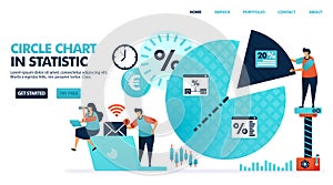 Circle or pie chart for statistics, analysis, marketing planning & strategy. Business ideas in company review report.