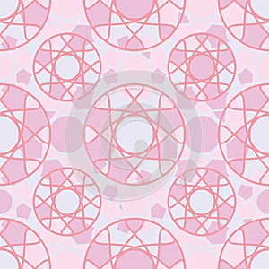 Circle pink color symmetry seamless pattern