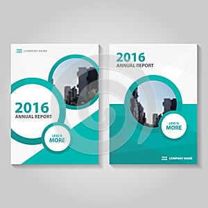 Circle polygon green blue annual report Leaflet Brochure Flyer template design, book cover layout design