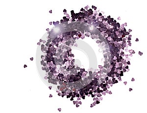 Circle of purple sparkles on a white background