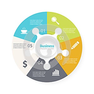 Circle puzzle infographic template for cycle diagram, graph, web design, presentation and round chart. Puzzle business concept