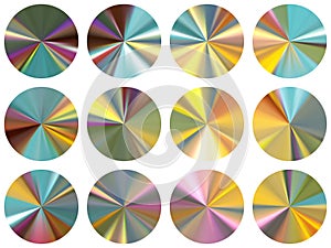 Circle radial metallic gradient web elements vector set