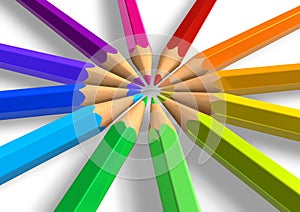 Circle from rainbow pencils