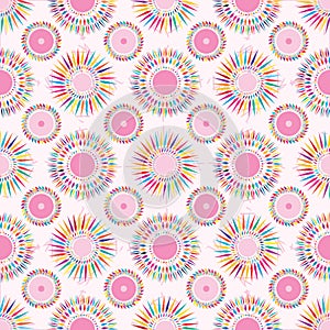 Circle ray pink symmtery seamless pattern