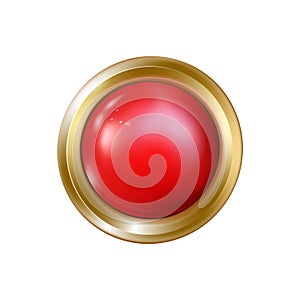 Circle realistic glossy red button. Vector illustration Eps10