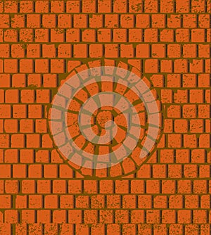 Circle On A Red Brick Wall Pattern Background