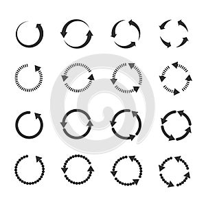 Circle refresh reload rotation loop vector arrows set