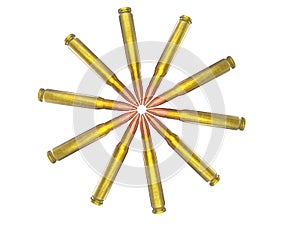 Circle of rifle bullets
