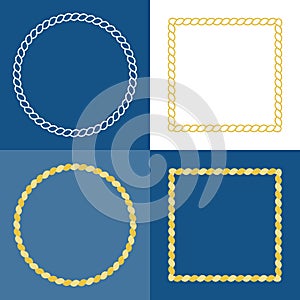 Circle rope frame border with navy blue background