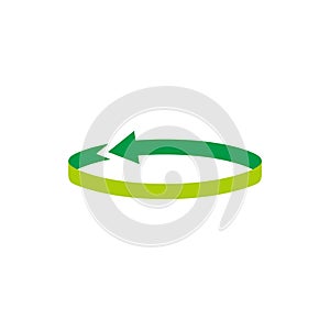 Circle rotation green arrows recycle ribbon colorful logo vector