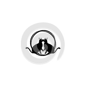 Circle and round cat animal logo design . Cat amazing beautiful animal