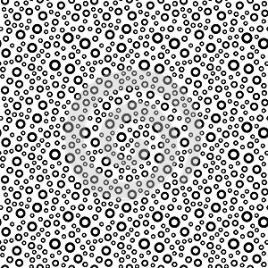 Circle round ring Vector Seamless Pattern. Monochrome bubble texture. Black and white Abstract background design.