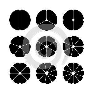 Circle segments set. Black with rounded corners.