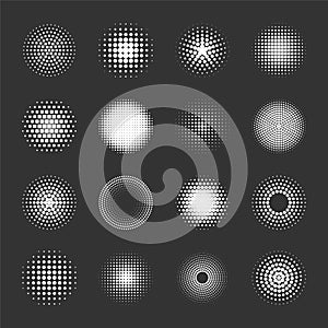 Circle semitone. Dot stylized shadows pop art texture geometric halftones recent vector template