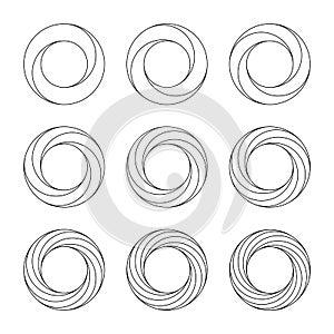 Circle set, line design, connected symbols