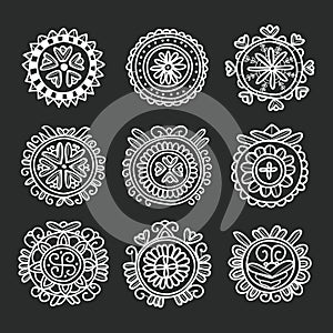 Circle shape floral folk ornament