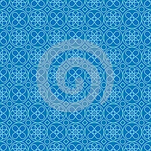 Circle shape style symmetry blue line seamless pattern