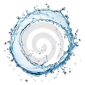 Circle water splash isolated on white background