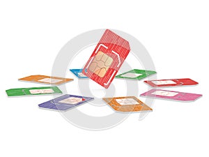 Circle of Sim Cards Illustration, Dual Sized