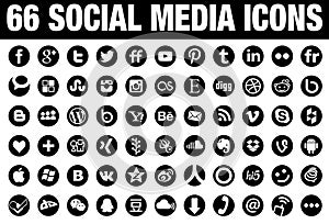 66 Circle Social Media Icons black