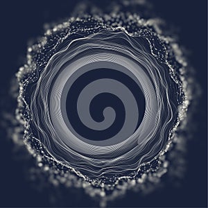 Circle sound wave vector background. Tunnel flow wave data. Music hud background