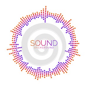 Circle sound wave visualisation. Dotted music player equalizer concept. Radial audio signal or vibration element. Voice