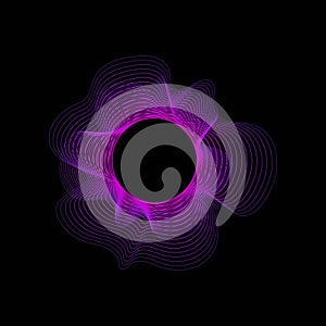 Circle of sound waves. Neon round music sound wave for equalizer. Radial sound wave curve with light particles. Clipart