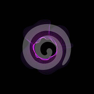 Circle of sound waves. Neon round music sound wave for equalizer. Radial sound wave curve with light particles. Clipart