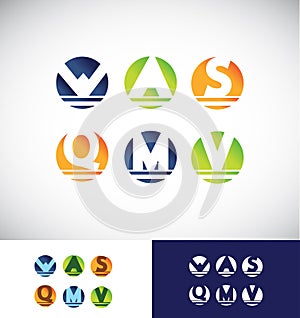 Circle sphere alphabet letter logo icon set