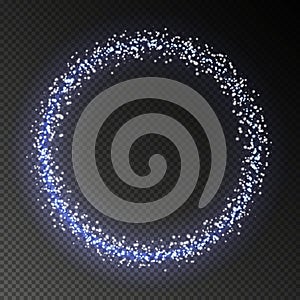 Circle with star, transparent light effect.Vector Backdrop with Abstract Bright Sparkling Blue Ring