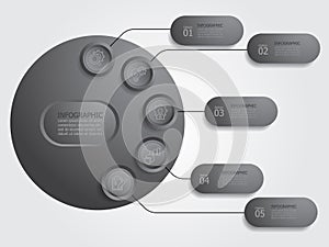 circle steps timeline infographic element report background with business line icon 5 steps for any business-related presentation